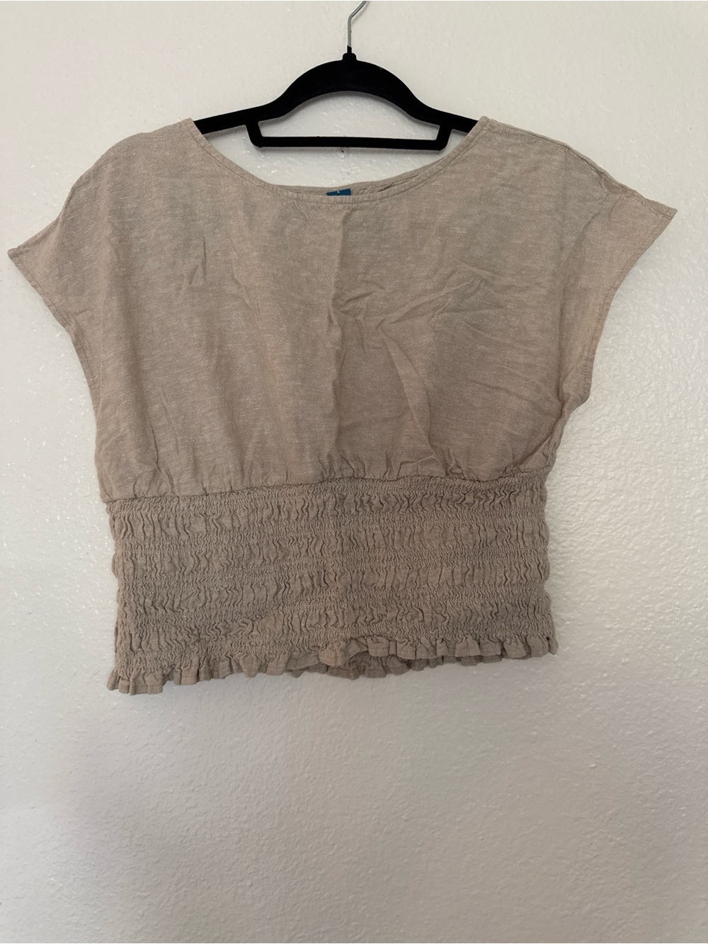 Old Navy Taupe Smocked Waist Crop Top